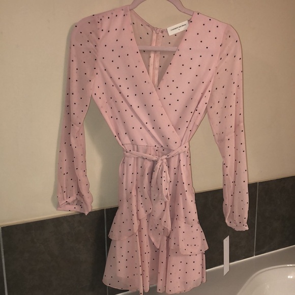 Goodnight Macaroon NWT pink polka dot dress - Picture 3 of 4